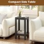 Set of 2 Versatile 2-Tier End Tables with Storage Shelf - White - Image 5