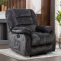 Ebello 36'' Massage Recliner Chair with Heat and Vibration – Soft Fabric Manual Reclining Chair for Living Room and Bedroom – Dark Gray - Image 4