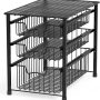 Simple Houseware 3-Tier Stackable Sliding Basket Storage Organizer Drawer for Bathroom and Kitchen, Black - Image 1