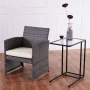 Costway Coffee Tray Side Sofa End Table Ottoman Couch Stand TV Lap Snack W/Glass Top New - Image 5