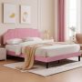 Upholstered Bed Frame Queen Platform with Headboard Footboard Wooden Slat - Dark Blue - Image 5