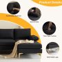 Modern U Shape Sectional Sofa 2 Chaise Lounge Couch Black - Image 6