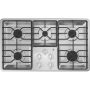 GE - 36 in. Wide 5 Burner Built-In Gas Cooktop with Dishwasher-Safe Grates - Stainless Steel - Image 1
