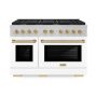 ZLINE - 48 in. Wide 8 Burner Autograph Paramount Dual Fuel Freestanding Range with White and Bronze Accents - White - Image 1