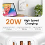 LENCENT Multi Plug Outlet Extender Surge Protector with USB ,6 Outlets Wall Adapter with PD 20W Type-C & 2 USB Ports,Electrical Outlet Wall Tap Charger,Power Strip with Surge Protection - Image 3
