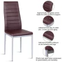 Costway Set of 4 PU Leather Dining Side Chairs Elegant Design Home Furniture Brown - Image 5
