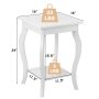 Set of 2 Side Table End Table Night Stand with Shelf - White - Image 4