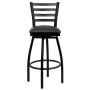 Flash Furniture Hercules Series Commercial Grade Metal Ladder Back Swivel Barstool, Black - Image 5