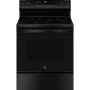GE - 30 in. Wide 5 Elements 5.3 Cu. Ft. Freestanding Electric Convection Range with Steam Cleaning and EasyWash Tray - Black - Image 1