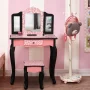 Ktaxon Kids' Wooden Vanity Table and Stool Set with 3 Mirrors, Princess Makeup Dressing Table,Children's Furniture - Image 1