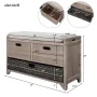 32 in. White Washed Storage Bench with Removable Basket, 2-Drawers, Fully Assembled Shoe Bench with Removable Cushion - Image 2