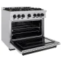 ZLINE - 36 in. Wide 6 Burner 5.2 cu. ft. Autograph Classic Dual Fuel Freestanding Range with Matte Black Accents - Stainless Steel - Image 3