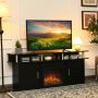 63 Inch TV Entertainment Console Center with 2 Cabinets - Black - Image 4