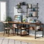 Halssey 78.74 in. Rectangular Brown Wood Writing Desk with Shelves - Image 6