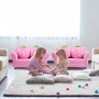 Costway Kids Sofa Strawberry Armrest Chair Lounge Couch w/2 Pillow Children Toddler Pink - Image 2