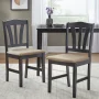 TMS Metropolitan 5-Piece Wood Farmhouse Upholsered Dining Set with Table and Chairs, Black - Image 5