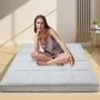 MOPHOTO Gray Floor Mattress with Storage Bag Japanese Futon Mattress Extra Thick Folding Sleeping Pad Futon Mattress Portable Camping Mattress, Twin - Image 3
