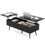 47 Inch Lift Top Coffee Table with 2 Hidden Compartments - Black - Image 3