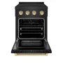 ZLINE - 24 in. Wide 3 Elements Autograph 3.2 cu. ft. Paramount Freestanding Induction Range in Black Steel with Gold Accents - Black Stainless Steel - Image 2