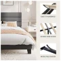 Amolife King Bed Frame, Platform Bed Frame with Fabric Upholstered Headboard, Black Full - Image 3