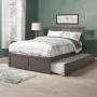 Madison Grey Solid Wood Frame Queen Platform Bed with Footboard and Twin XL Trundle - Image 1