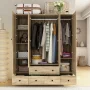 Brown Wood Grain 59 in. W Rattan Doors Design Armoires Wardrobe with 5-Drawers, 2-Hanging Rods (70.8 in. H x 18.8 in. D) - Image 5