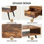 Retro Rectangular Coffee Table with Drawer and Storage Shelf - Image 6