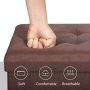 43" Storage Bench Folding Footrest Stool Toy Chest for Living Room Brown 18lbs - Image 2