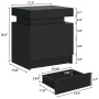 Hommpa 2 Drawer Modern Nightstand with RGB LED Light High Gloss Bedside Tables for Bedroom Black - Image 4