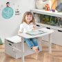 3-in-1 Kids Convertible Storage Bench Wood Activity Table and Chair Set - Image 2