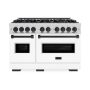ZLINE - 48 in. Wide 8 Burner Autograph Classic Double Oven Dual Fuel Freestanding Range with White and Black Accents - White - Image 1