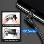 Magnetic Charging Cable(3-Pack, 1.6ft/3.3ft/6.6ft), Melonboy 360°&180° Rotation Magnetic Phone Charger Cable, 3 in 1 Nylon Braided Magnetic Cable Compatible with Micro USB, Type C - Black - Image 4