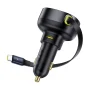 Baseus - Enjoyment Pro Car Charger C+Retractable Type-C Cable 60W Cluster - Black - Image 2