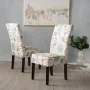 Pertica White and Blue Floral Fabric Dining Chairs (Set of 2) - Image 2