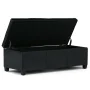 Avalon 48 inch Wide Contemporary Storage Ottoman Bench in Midnight Black Vegan Leather - Image 2