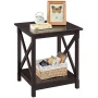Renwick Modern X Design Wood End Table with Storage Shelf for Living Room, Espresso - Image 2