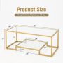 Modern 2-Tier Rectangular Coffee Table with Glass Table Top - Image 4