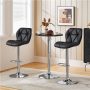 4pcs Adjustable Bar Stools PU Leather Swivel Office Chair with Backrest Black - Image 4