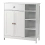 Zimtown Wooden 2-Door Bathroom Cabinet Storage Organizer with 2 Shelves& 1 Drawer & Three-layer Side Rack, White - Image 4