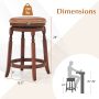 24/29 Inch Swivel Bar Stool Set of 2 with Upholstered Seat and Rubber Wood Frame - Image 4