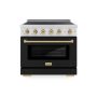 ZLINE - 36 in. Wide 5 Elements Autograph 5.2 Cu.Ft. Paramount Freestanding Induction Range with Bronze Accents & Black Door - Matte Black - Image 1