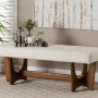 Baxton Studio Theo Japandi Cream Boucle Fabric and Walnut Brown Finished Wood Bench - Image 1