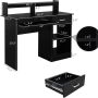 Home Office Computer Desk Workstation Wood Laptop PC Table Drawer Shelf Black - Image 5