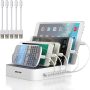 Charging Station for Multiple Devices, MSTJRY 5 Port Multi USB Charger Station with Power Switch Compatible with iPhone iPad Cell Phone Tablets (White, 5 Mixed Short Cables Included) - Image 3