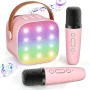 Adofi Toy Microphone for Kids, Toddler Microphone for Singing, Karaoke Machine for Girls, Portable Kids Microphone with 2 Bluetooth Microphones, Kids Microphone for Girls - Image 1