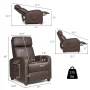 Gymax Massage Recliner Chair Single Sofa PU Leather Padded Seat w/ Footrest Brown - Image 2