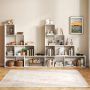 4-Tier Stepped Bookshelf Freestanding Ladder Storage Shelf with 6 Cubes - Image 2