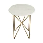 Round Accent Table With Gold Finish Wire Base And Natural Marble Top - Image 5
