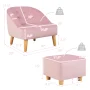 Costway Kids Sofa Chair w/ Ottoman Toddler Single Sofa Velvet Upholstered Couch Pink - Image 4