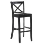 Linon Torino 30" Cross-Back Indoor Wood Bar Stool, Black - Image 1